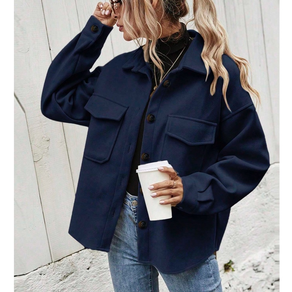 Cozy Boyfriend fit Button Down Oversized Jacket Shacket - Picture 7 of 11